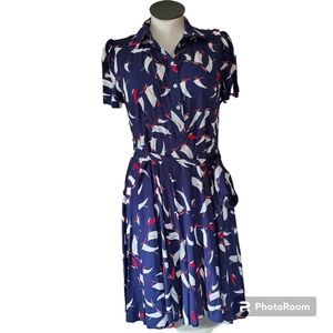 Navy Blue Red sailboat dress Womans large